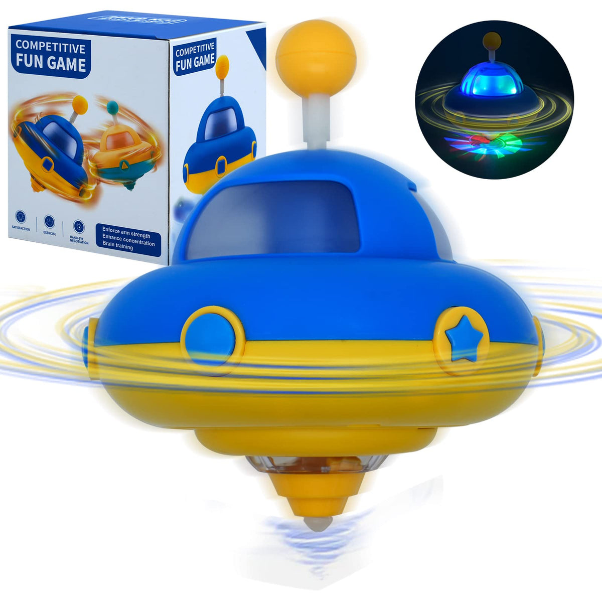 DPTOYZ Light Up Spinning Top Toy with Flashing LEDs – Sensory & Fidget Fun for All Ages