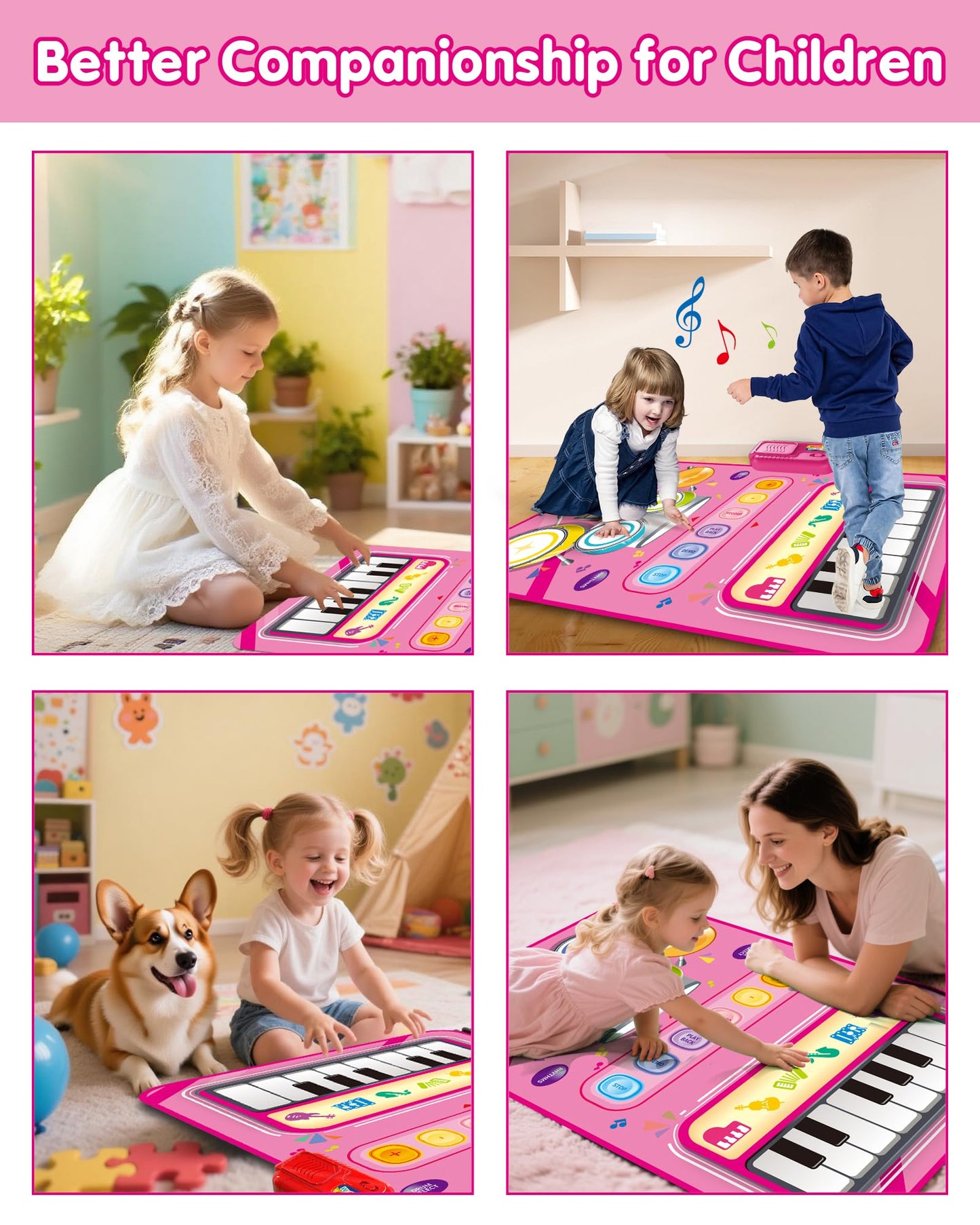 DQMOON Musical Toy Mat for 1-Year-Olds – Piano & Drum, Adjustable Volume, Twin-Player Mode