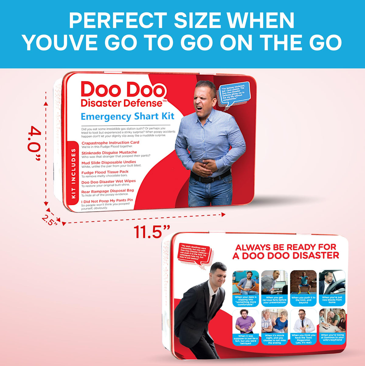 DR DINGUS Emergency Shart Kit – 7-Item Poop Prank Gift (Wet Wipes, Underwear, Badge)