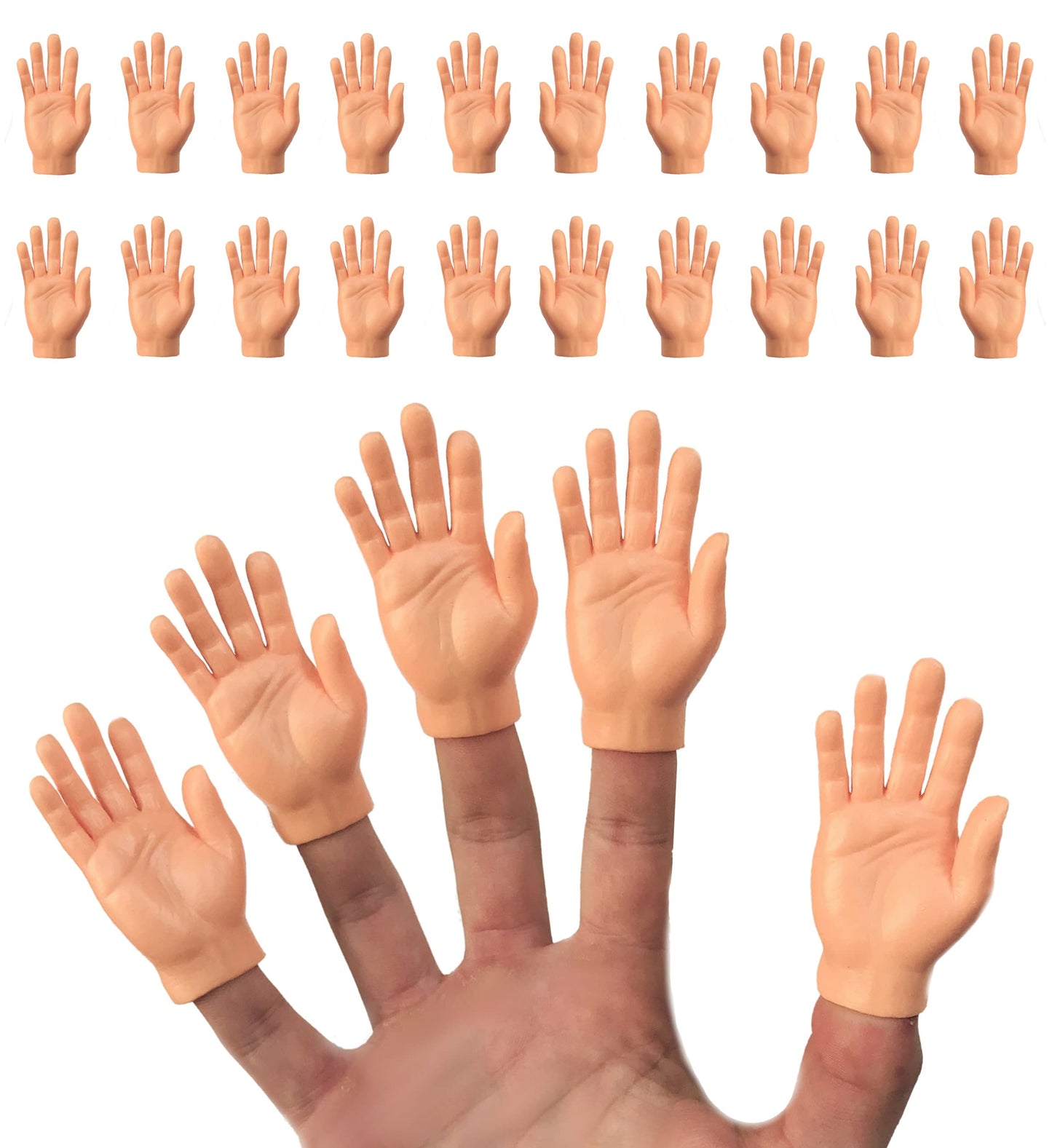 DR DINGUS Finger Hands – 20 Pack Ultra-Realistic Tiny Rubber Hands for Puppet Shows & Gag Gifts