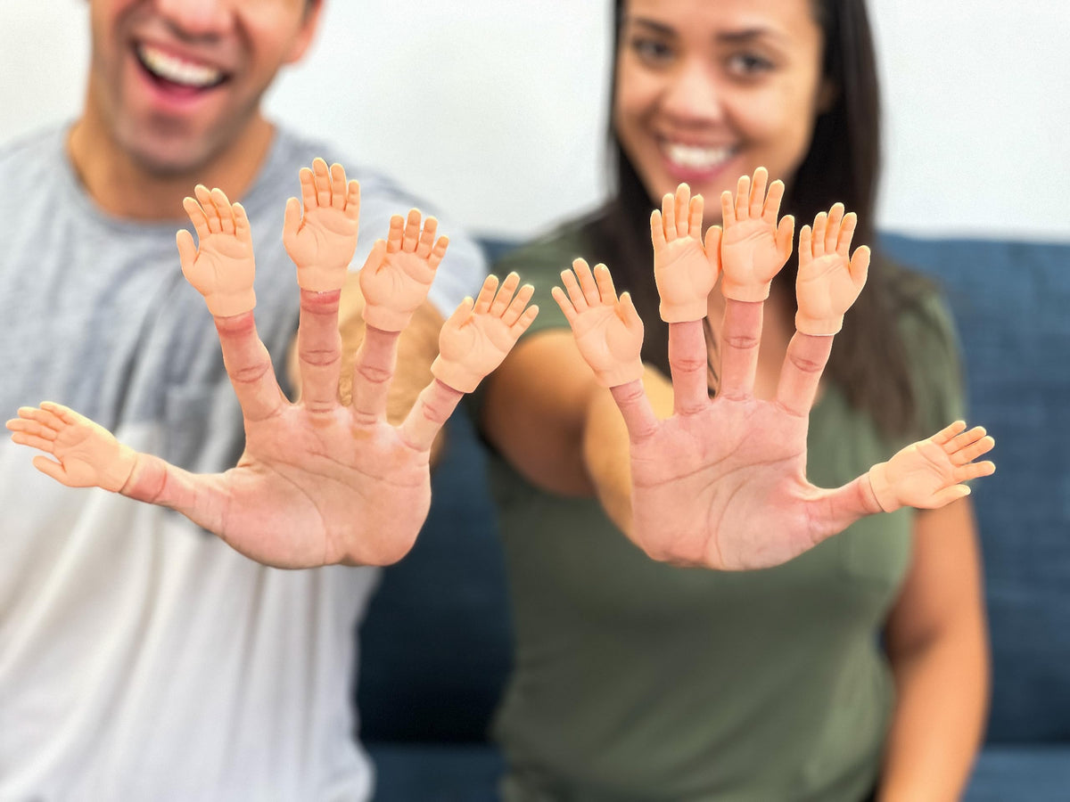 DR DINGUS Finger Hands – 10 Pack Premium Tiny Rubber Hands for Puppet Shows & Gag Gifts