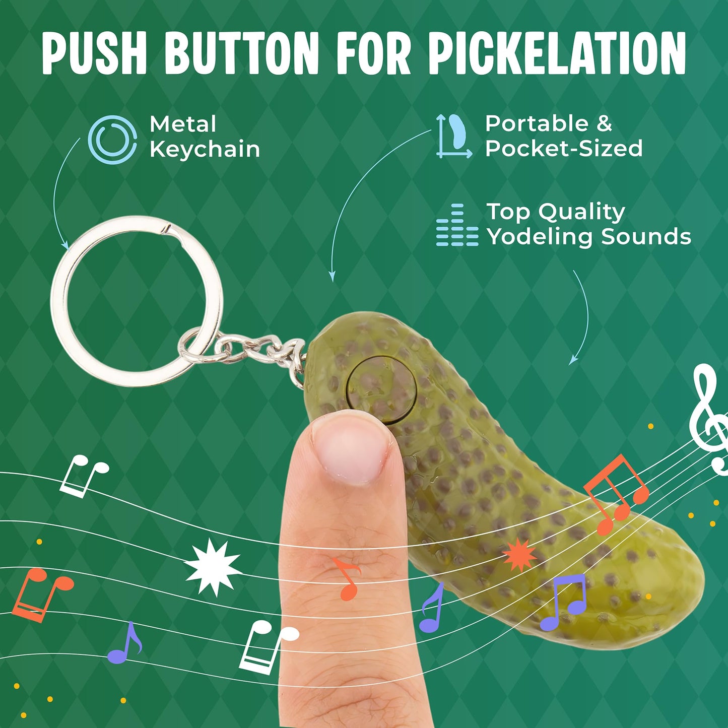 DR DINGUS Tiny Yodeling Pickle Keychain (3 Inches) – Dill-lightful Musical Gag Gift