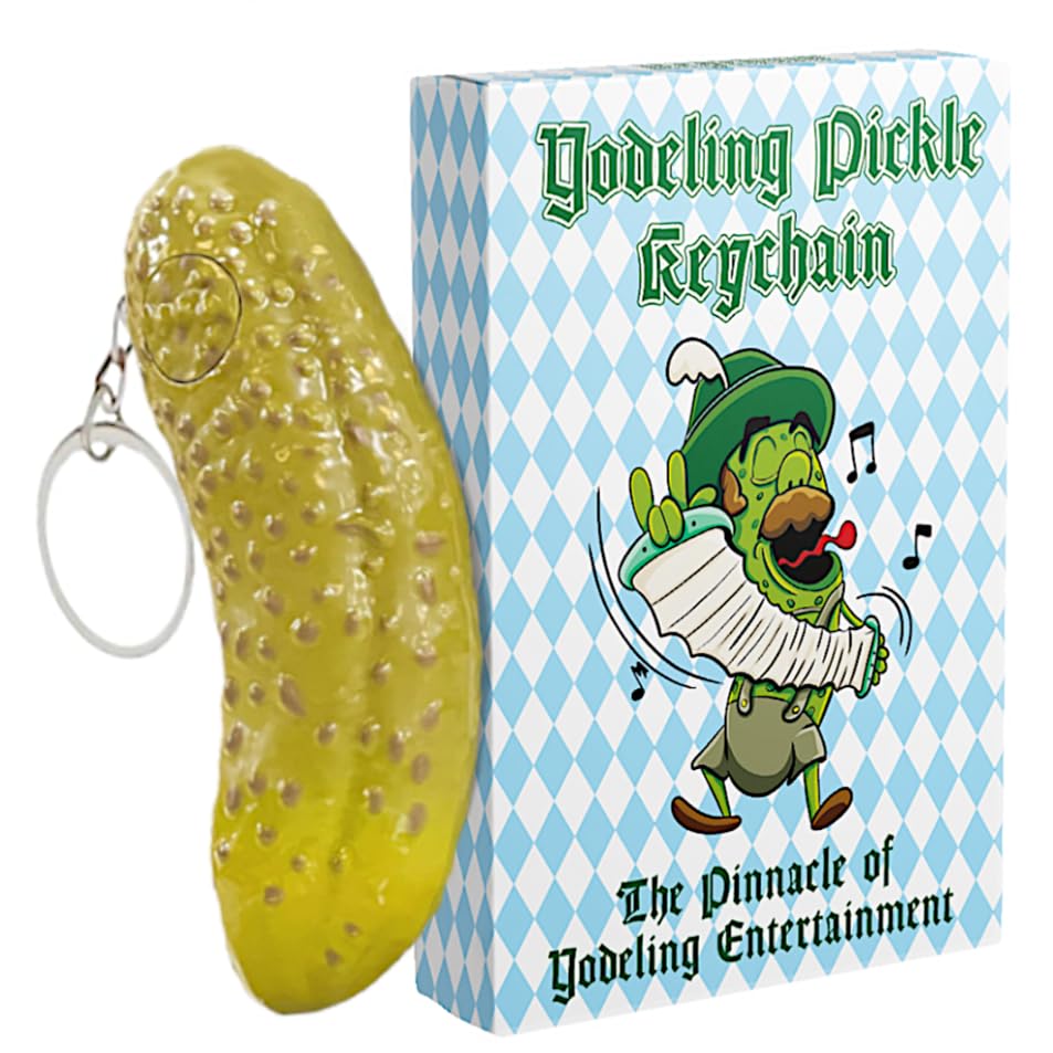 DR DINGUS Tiny Yodeling Pickle Keychain (3 Inches) – Dill-lightful Musical Gag Gift