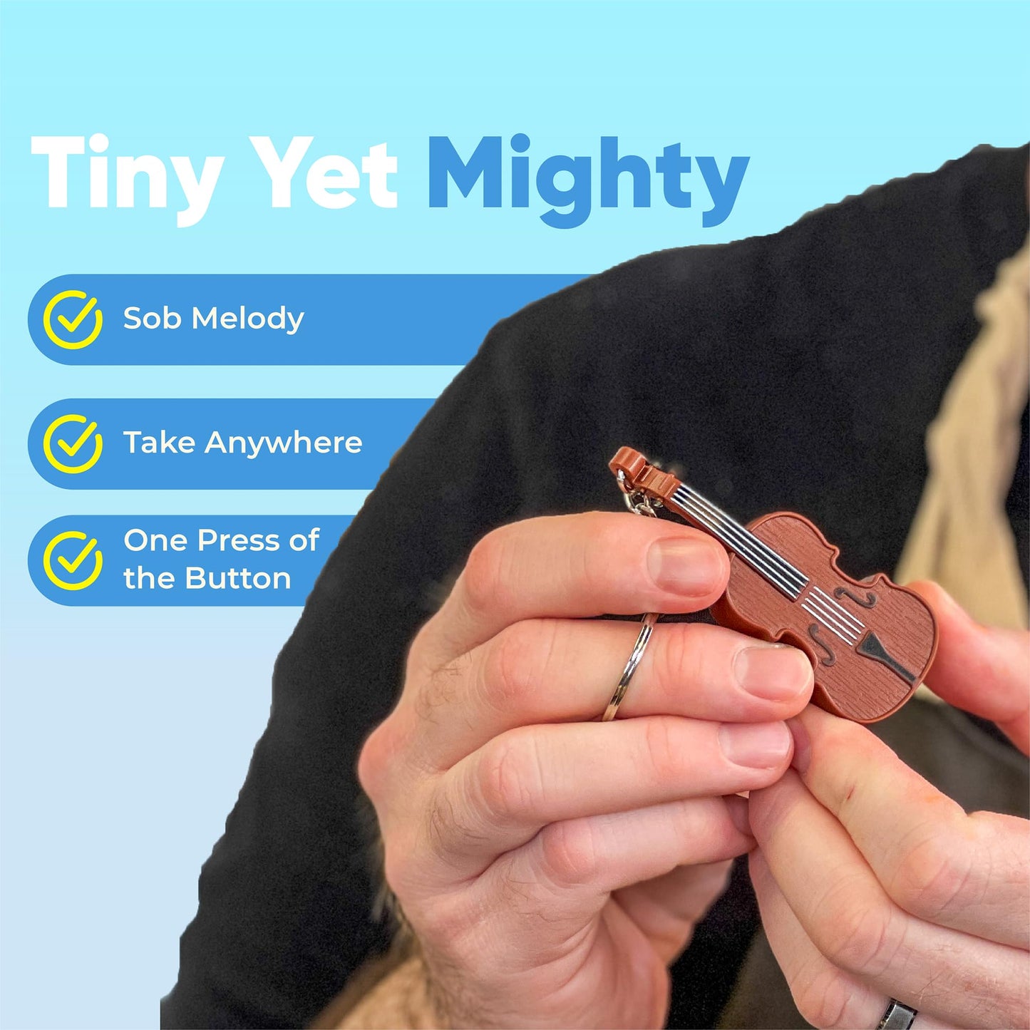 DR DINGUS World's Smallest Violin – Pocket-Sized Sad Song Keychain