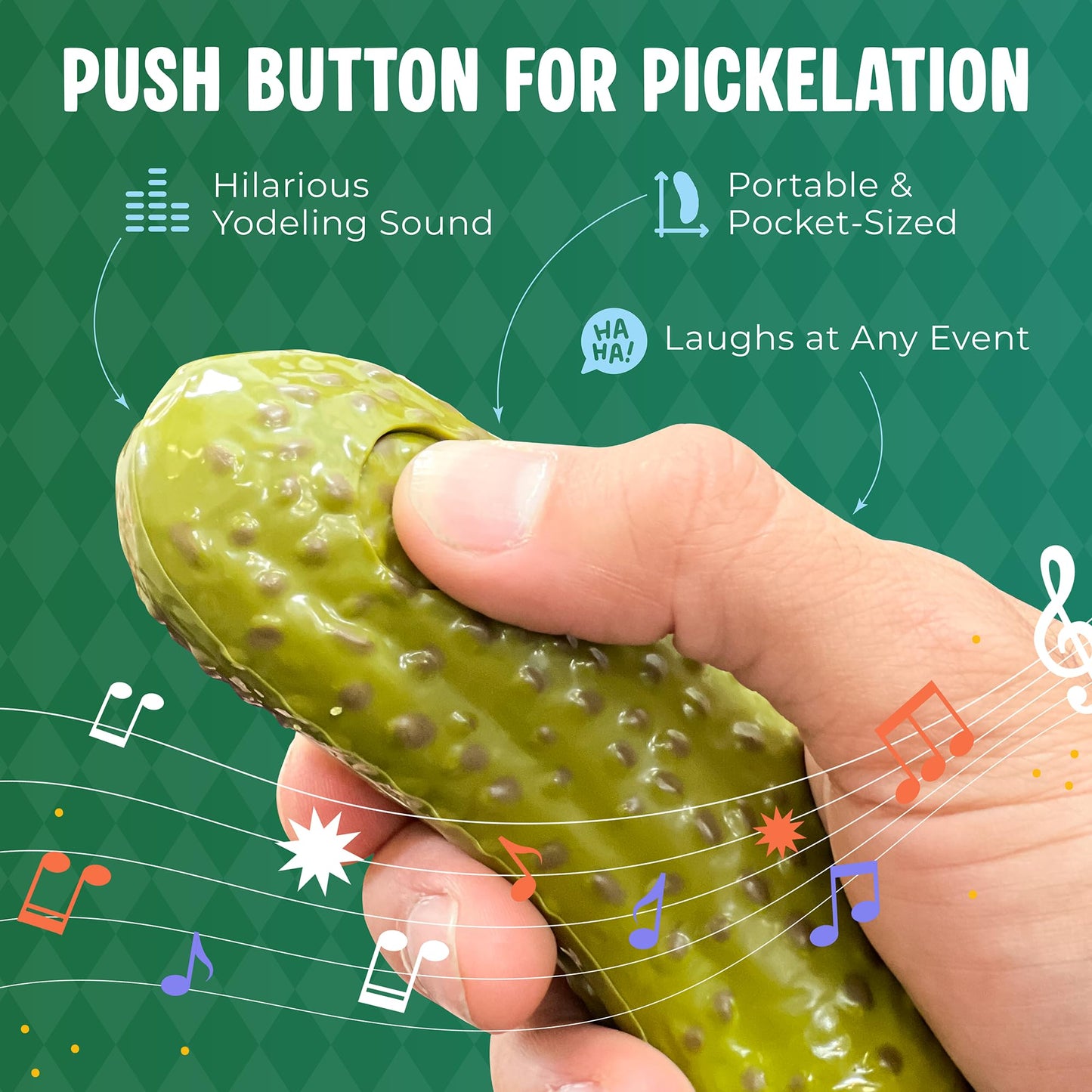 DR DINGUS Yodeling Pickle (5 Inch) Sings Dill-lightful Song – Hilarious Gag Gift