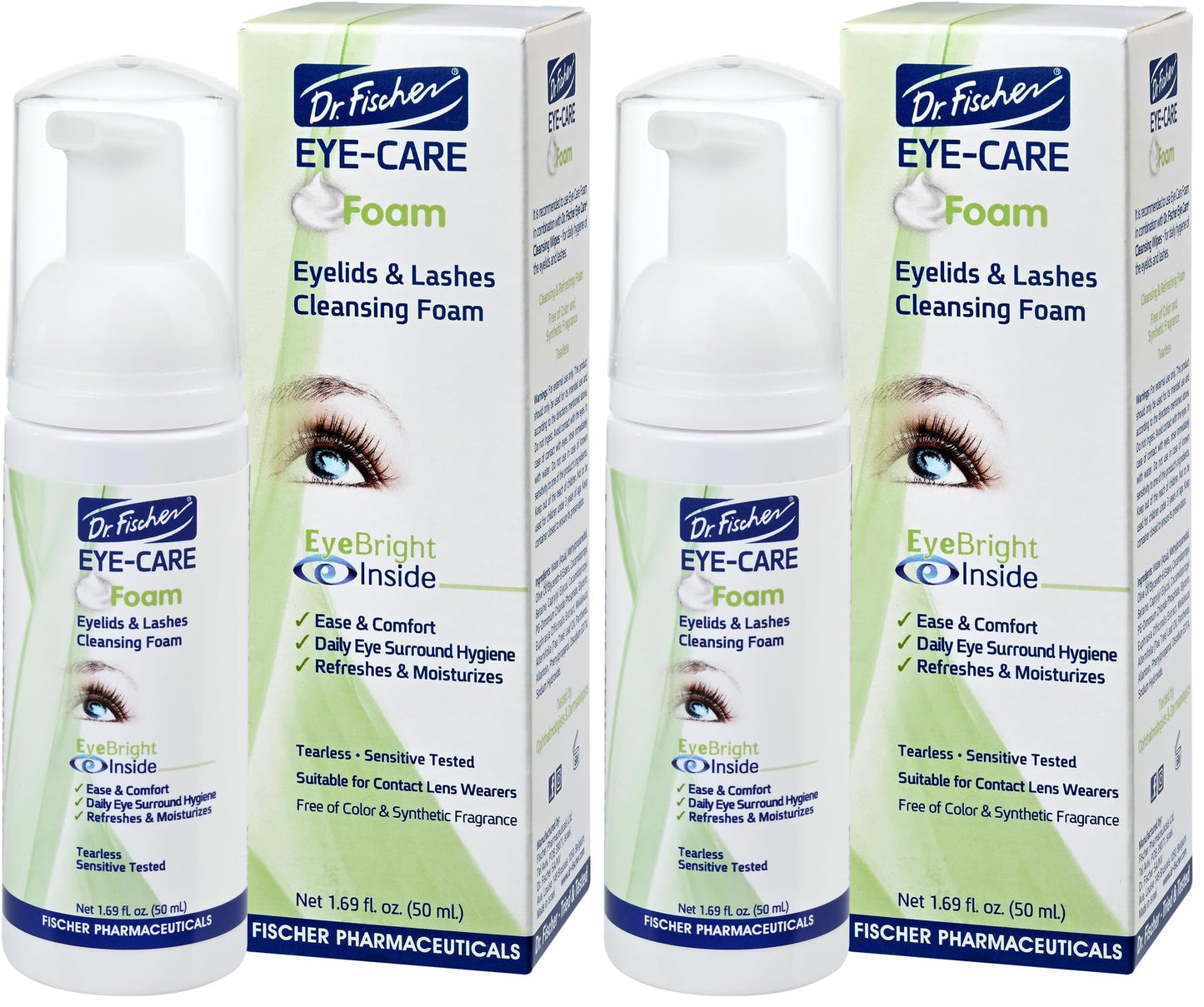 Dr. Fischer Tea Tree Oil Eyelid Cleanser – Gentle Tear-Free Eye Lid Scrub (Pack of 2)