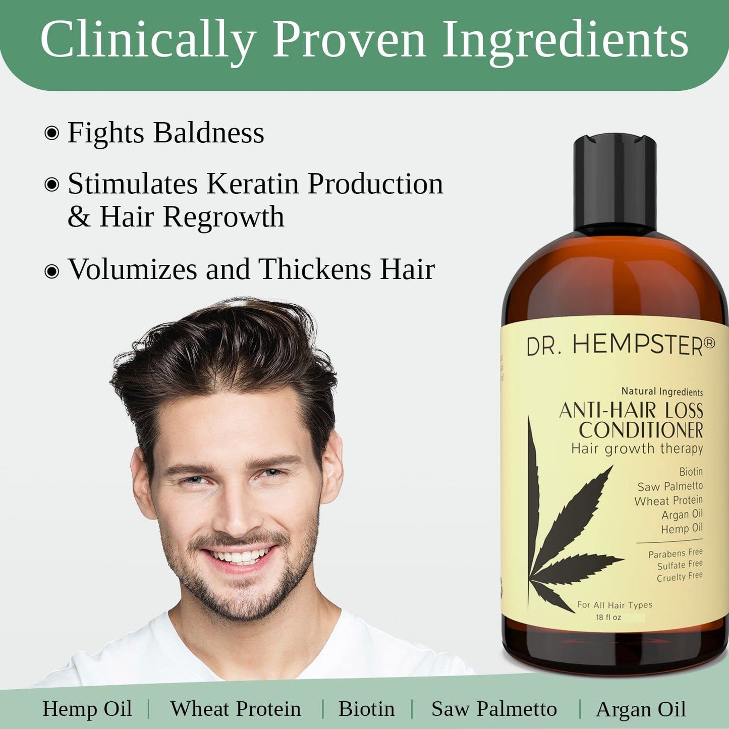 DR. HEMPSTER Hair Growth Conditioner – Biotin & Hemp for Thinning Hair, Organic & Cruelty-Free