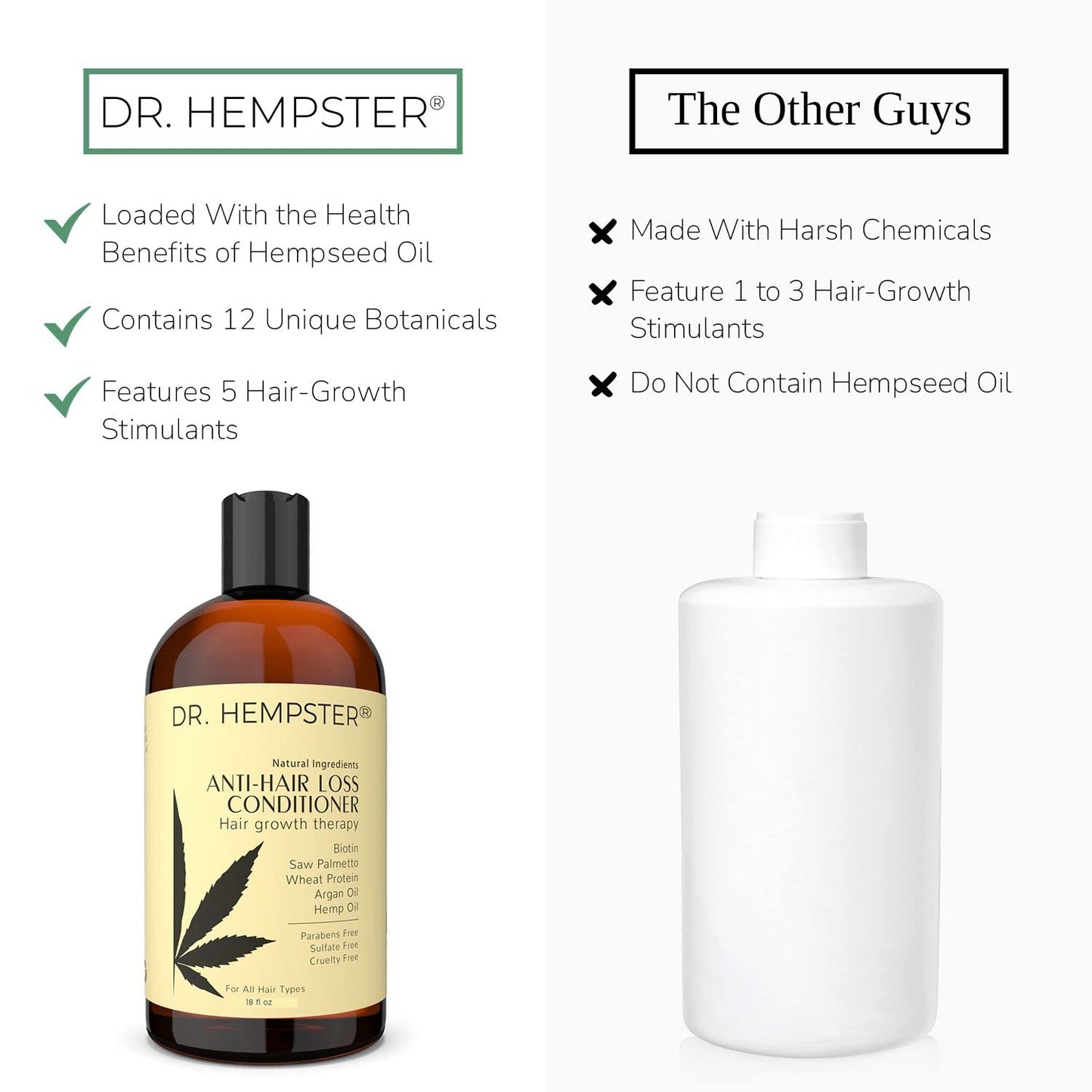 DR. HEMPSTER Hair Growth Conditioner – Biotin & Hemp for Thinning Hair, Organic & Cruelty-Free