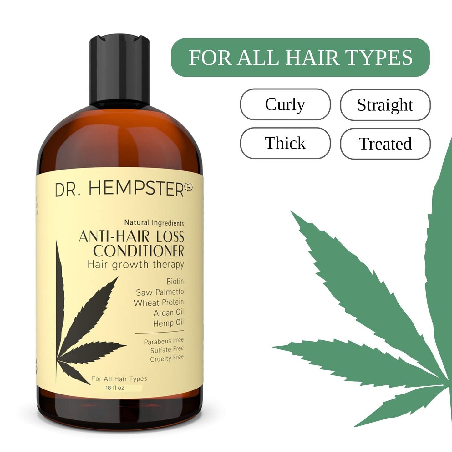 DR. HEMPSTER Hair Growth Conditioner – Biotin & Hemp for Thinning Hair, Organic & Cruelty-Free