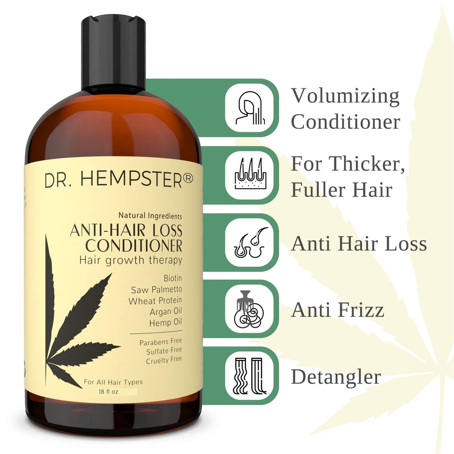 DR. HEMPSTER Hair Growth Conditioner – Biotin & Hemp for Thinning Hair, Organic & Cruelty-Free