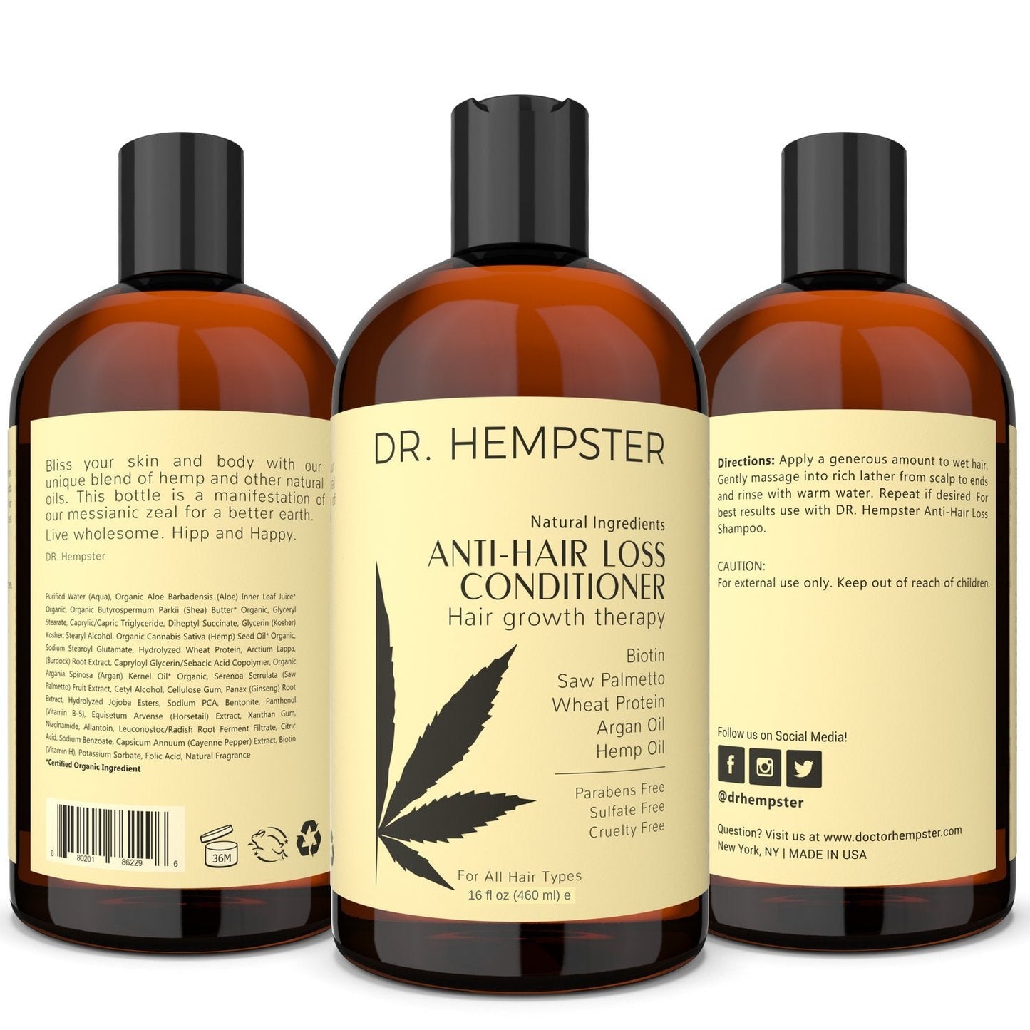 DR. HEMPSTER Hair Growth Conditioner – Biotin & Hemp for Thinning Hair, Organic & Cruelty-Free