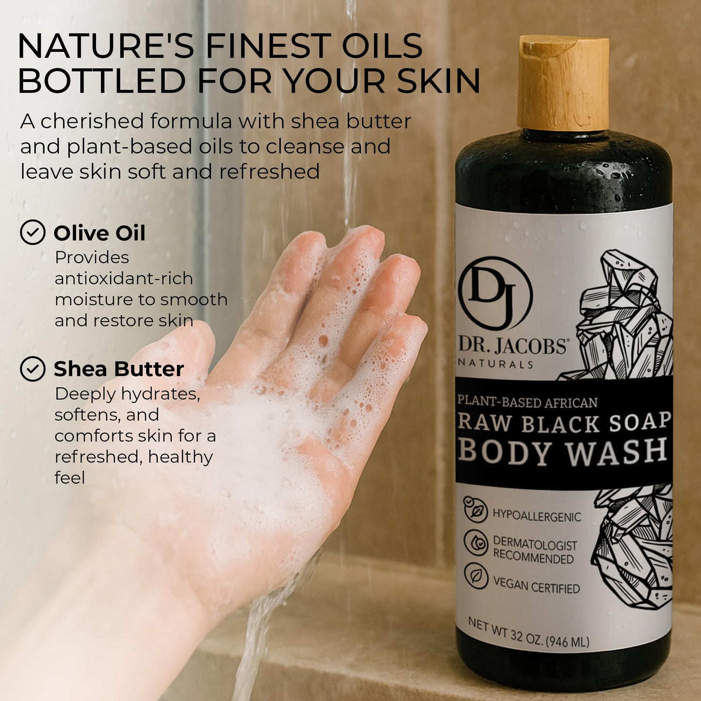 DR.JACOBS NATURALS Authentic African Black Soap – All-In-One Cleanser for Face, Body, Hair & Shave | Shea Butter & Aloe | 16oz 2pk