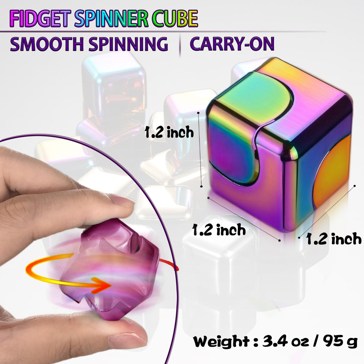 Dr.Kbder Fidget Spinner Cube – Metal EDC Desk Toy for Adults, Portable Focus Aid
