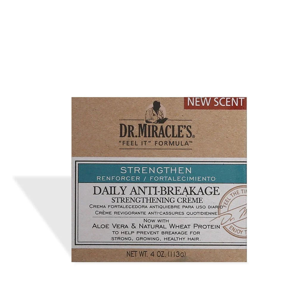 Dr. Miracles Daily Anti-Breakage Strengthening Creme Reduces Breakage & Promotes Healthy Hair Growth for Damaged & Brittle Hair 113g / 3.99 oz
