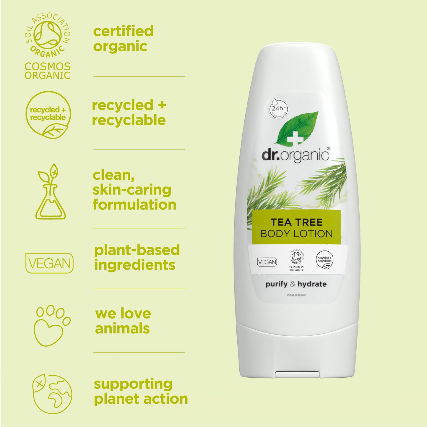 Dr. Organic Tea Tree Skin Lotion – Lightweight, Non-Greasy Moisturizer (6.8 fl oz)