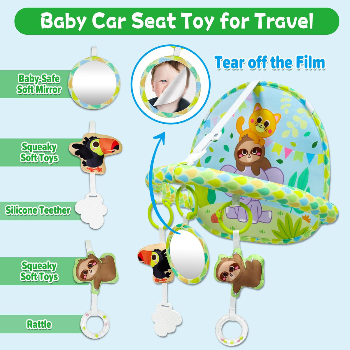 Dr.Rapeti Baby Car Seat Toy - Travel Rear Facing Double-Sided Activity Center