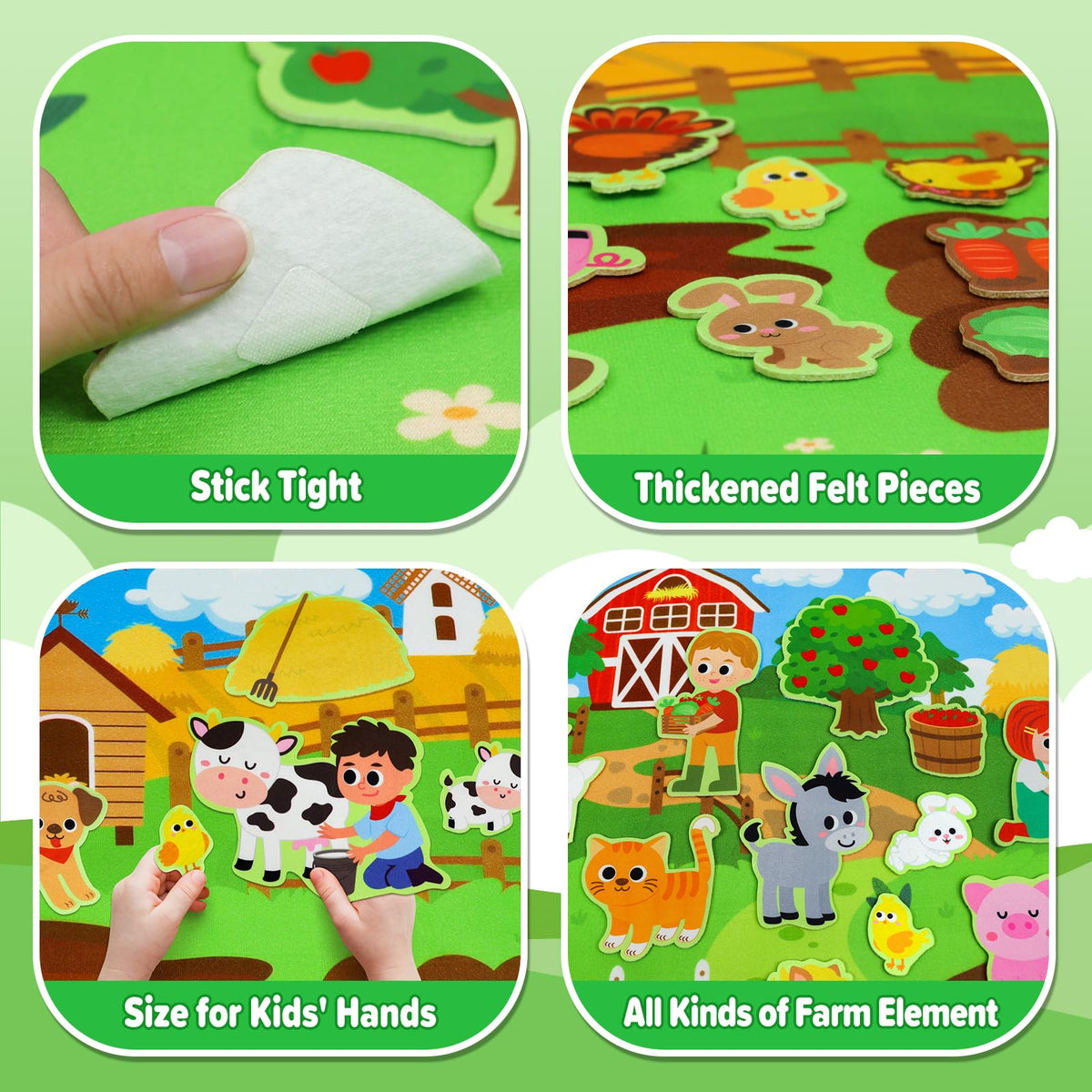 Dr.Rapeti Farm Animals Felt Story Board Set – 41-Piece Preschool Farmyard Story Kit