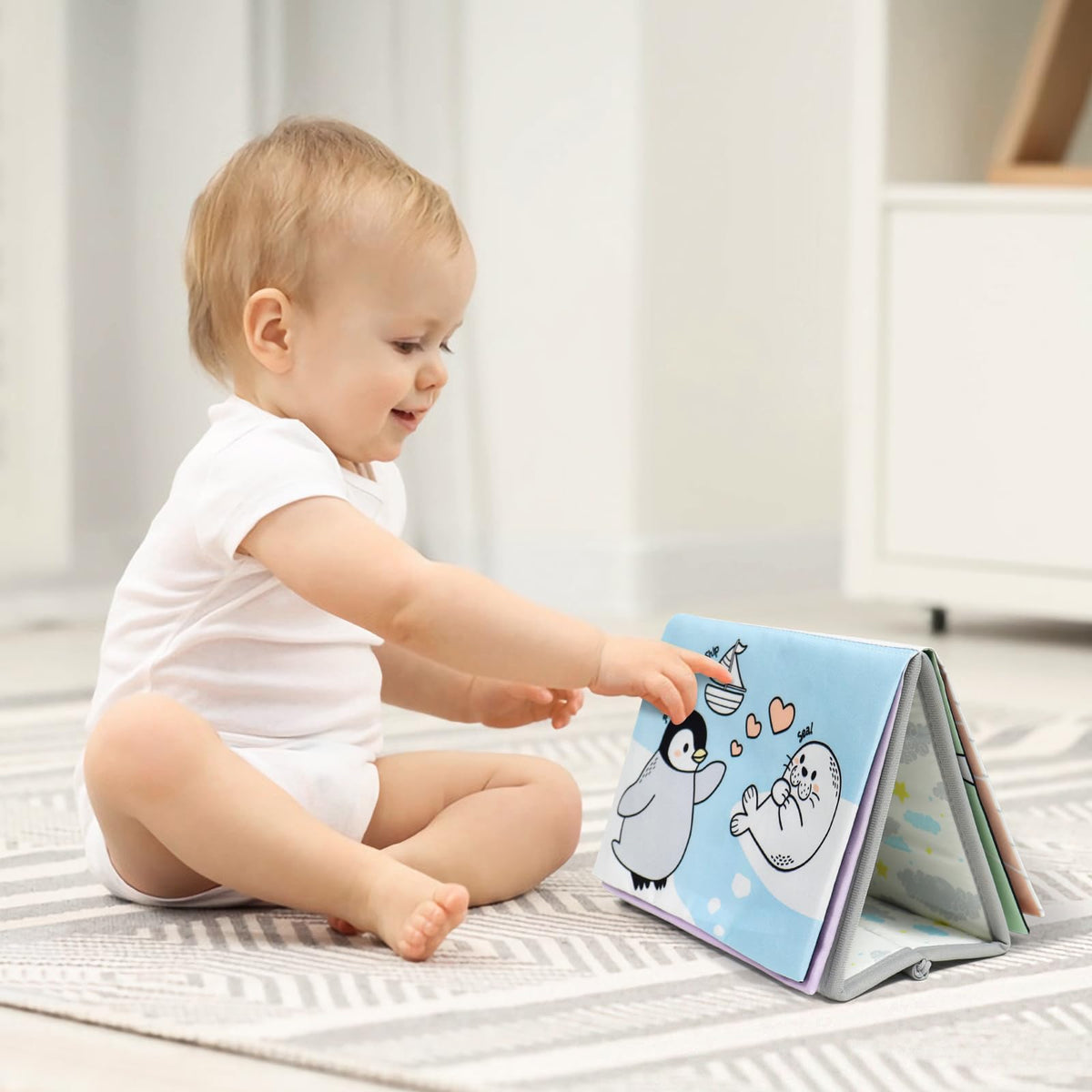 Dr.Rapeti Soft Tummy Time Book – Baby Safe Mirror, Teether & Crinkle Pages