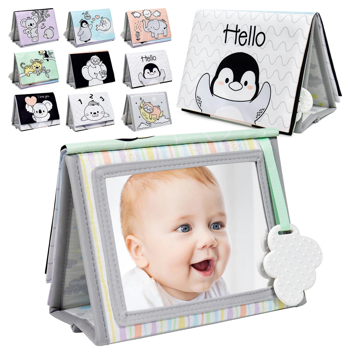Dr.Rapeti Soft Tummy Time Book – Baby Safe Mirror, Teether & Crinkle Pages