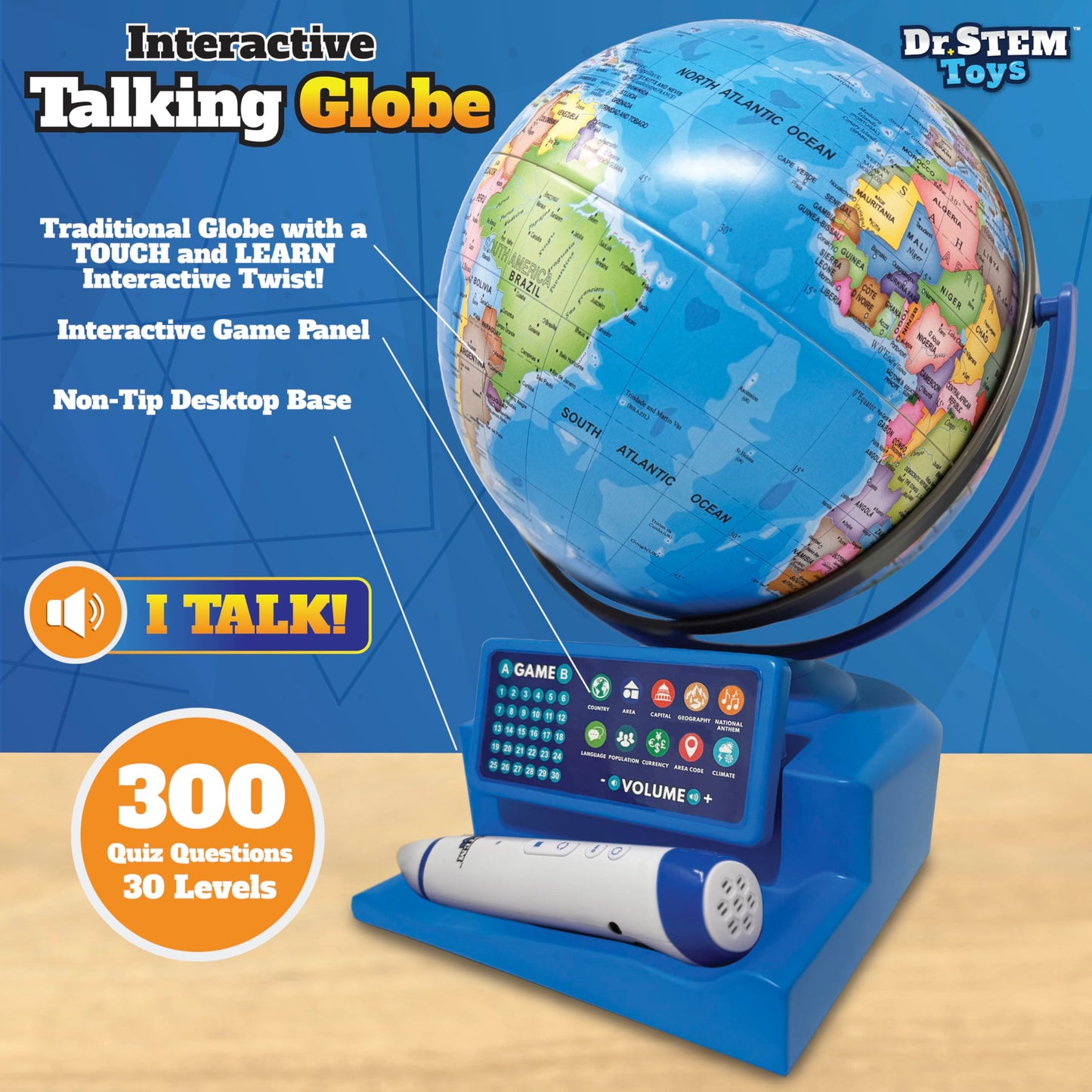Dr. STEM Toys Interactive Talking Globe with Smart Pen – Educational Geography Toy for Kids 6+