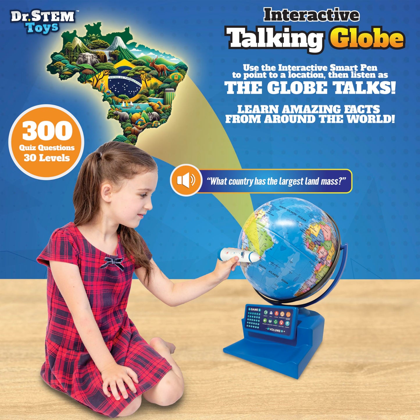 Dr. STEM Toys Interactive Talking Globe with Smart Pen – Educational Geography Toy for Kids 6+