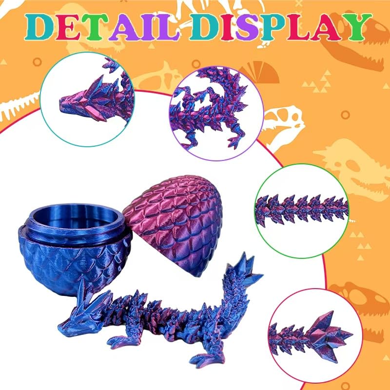 16PCS 3D Printed Dragon Eggs with Mini Dragons Inside | Articulated Crystal Eggs Set | Fantasy Desk Decor & Gifts