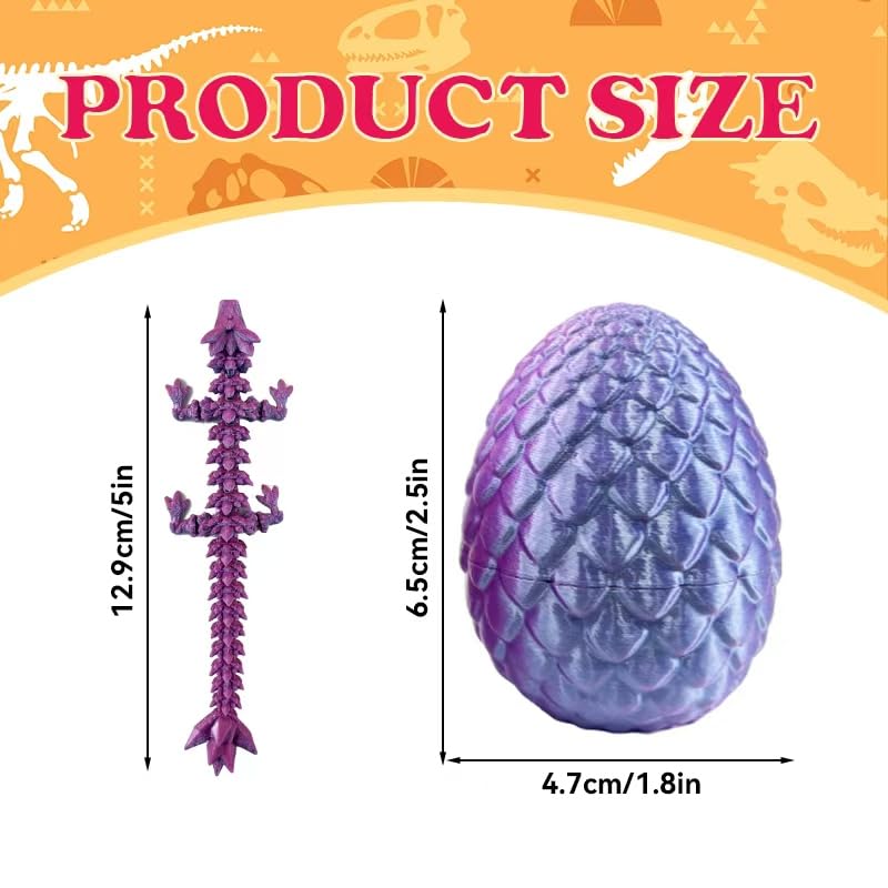 16PCS 3D Printed Dragon Eggs with Mini Dragons Inside | Articulated Crystal Eggs Set | Fantasy Desk Decor & Gifts