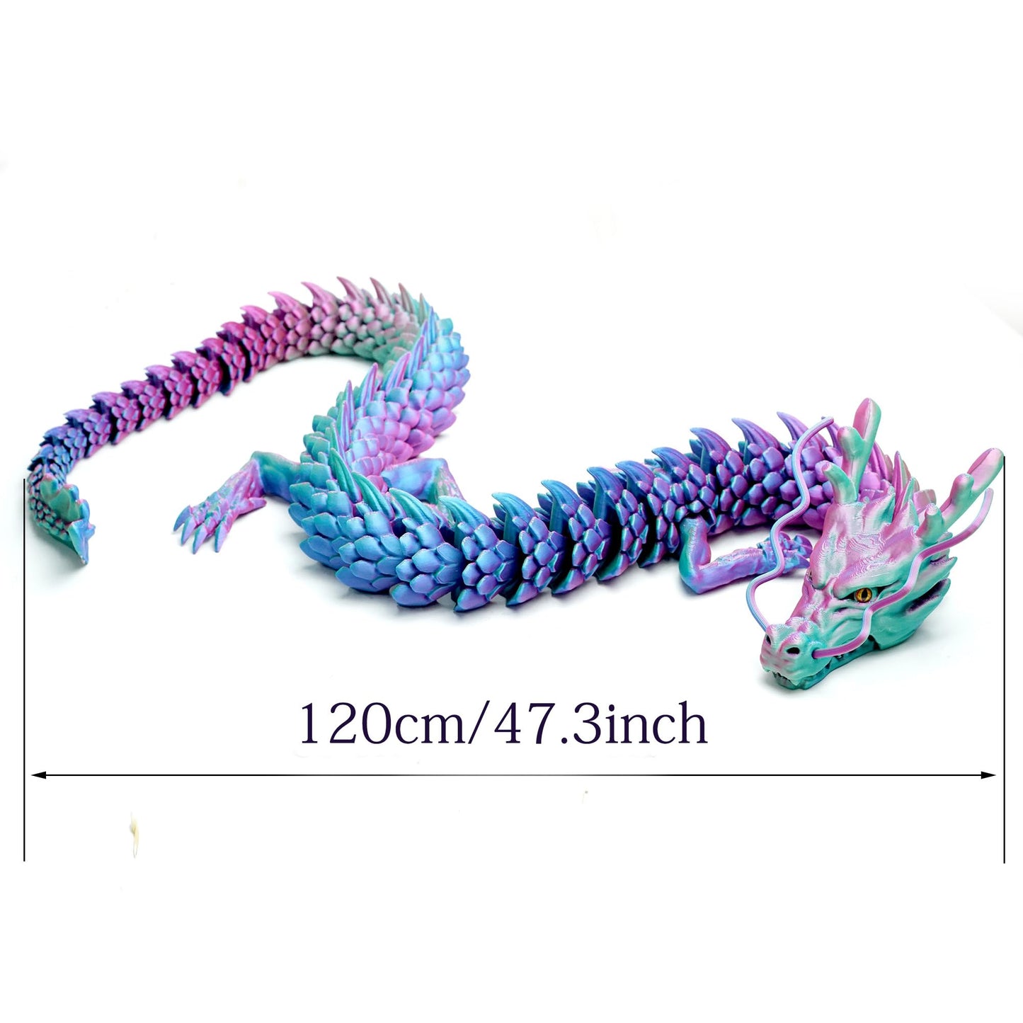47.3-Inch Super Large 3D Printed Dragon Model | Flexible Joint Lacertid Figures | Stress Relief & Fidget Toy (47.3 Inch)