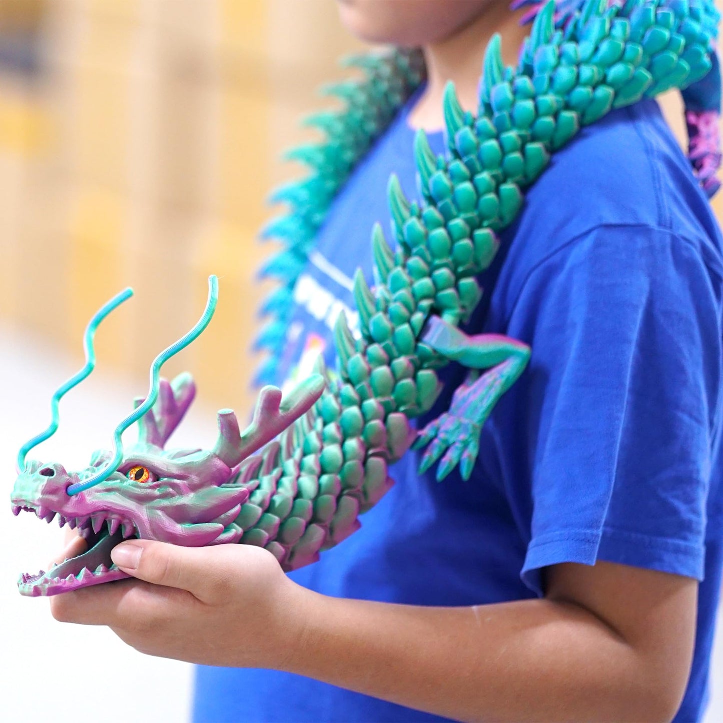47.3-Inch Super Large 3D Printed Dragon Model | Flexible Joint Lacertid Figures | Stress Relief & Fidget Toy (47.3 Inch)