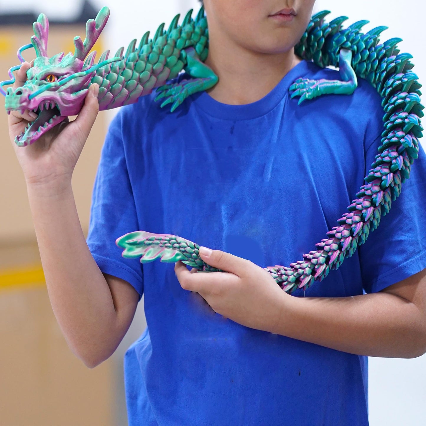 47.3-Inch Super Large 3D Printed Dragon Model | Flexible Joint Lacertid Figures | Stress Relief & Fidget Toy (47.3 Inch)