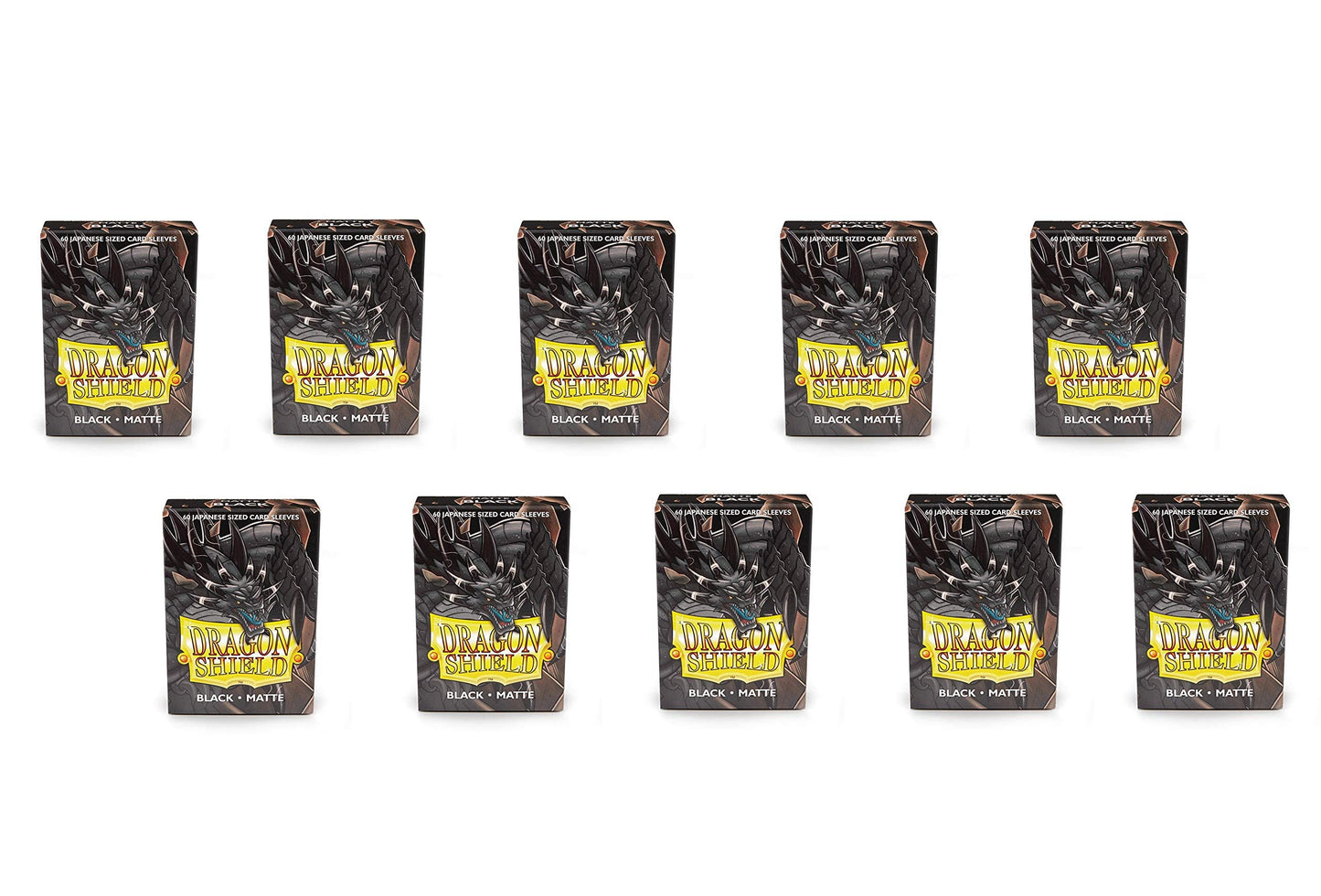 Dragon Shield Matte Mini Japanese Black 60-Count Card Sleeves — 10 Packs Display Case