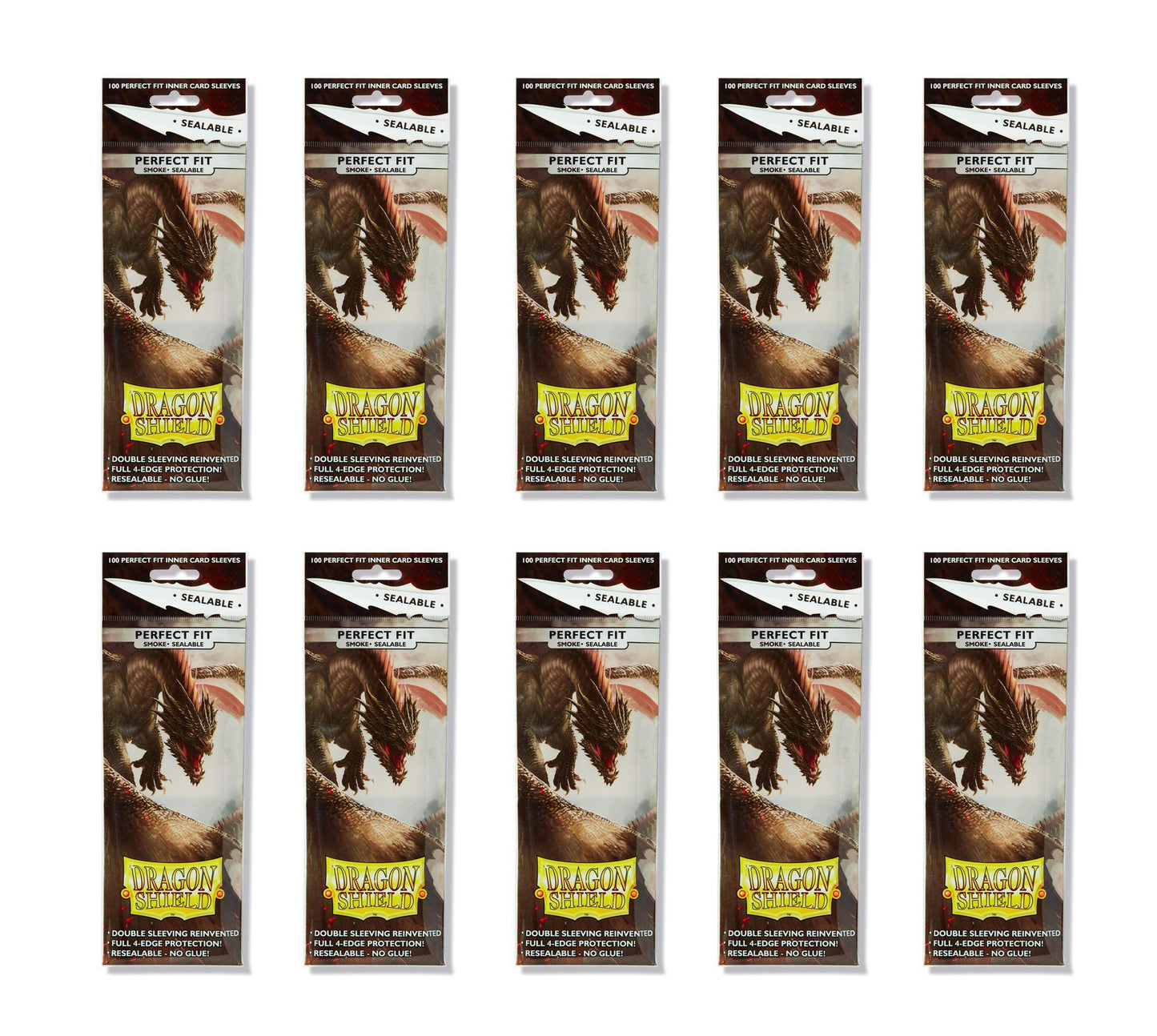 Dragon Shield 100 Standard Size Smoke Resealable Sleeves – 10 Packs (1,000 Sleeves)