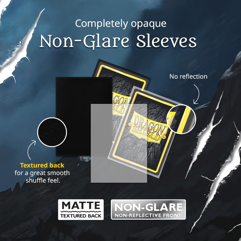Dragon Shield Matte Sleeves – Standard Size Card (63x88 mm) 100 CT | Non-Glare, Smooth & Durable | Black