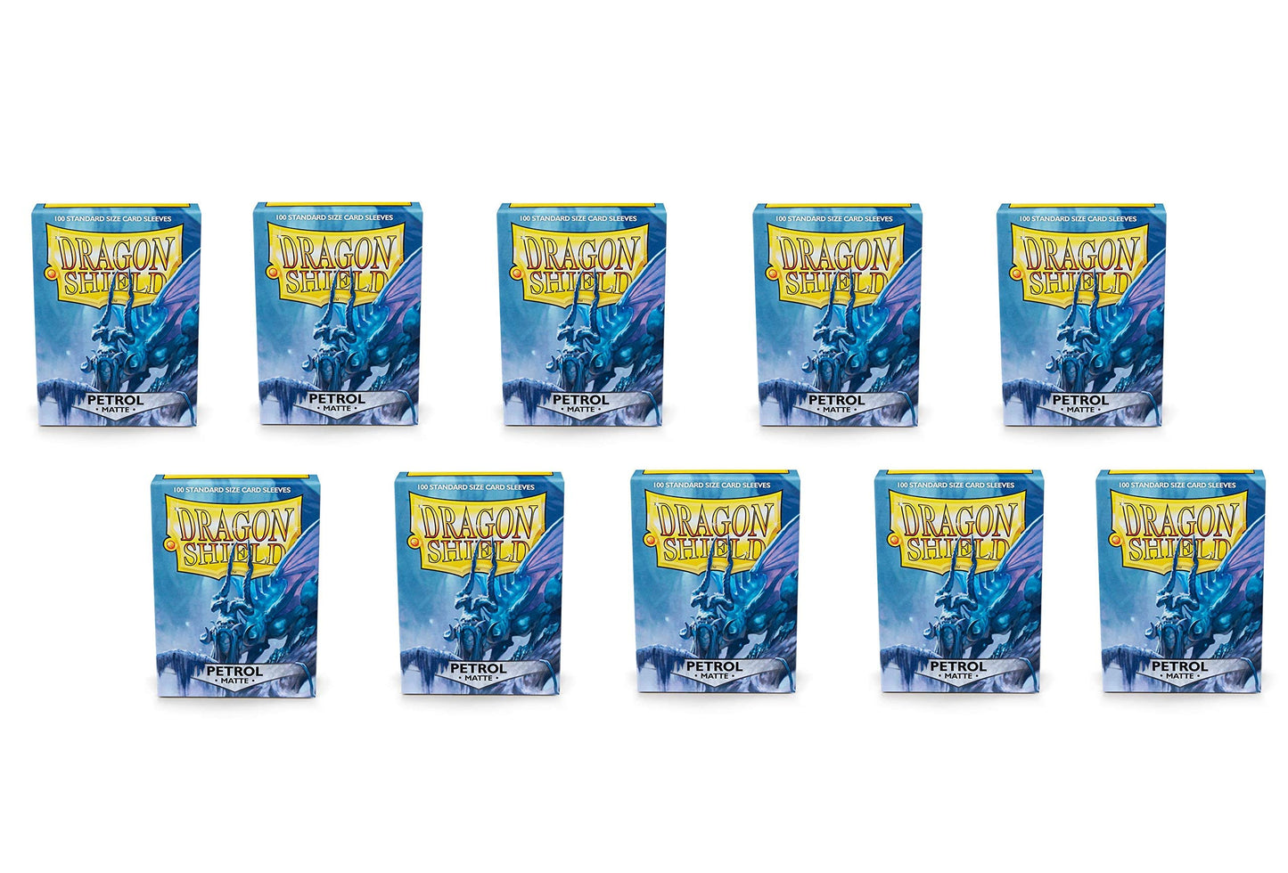 Dragon Shield Matte Petrol Standard Size Card Sleeves – 10 Packs (100 ct each) + Display Case