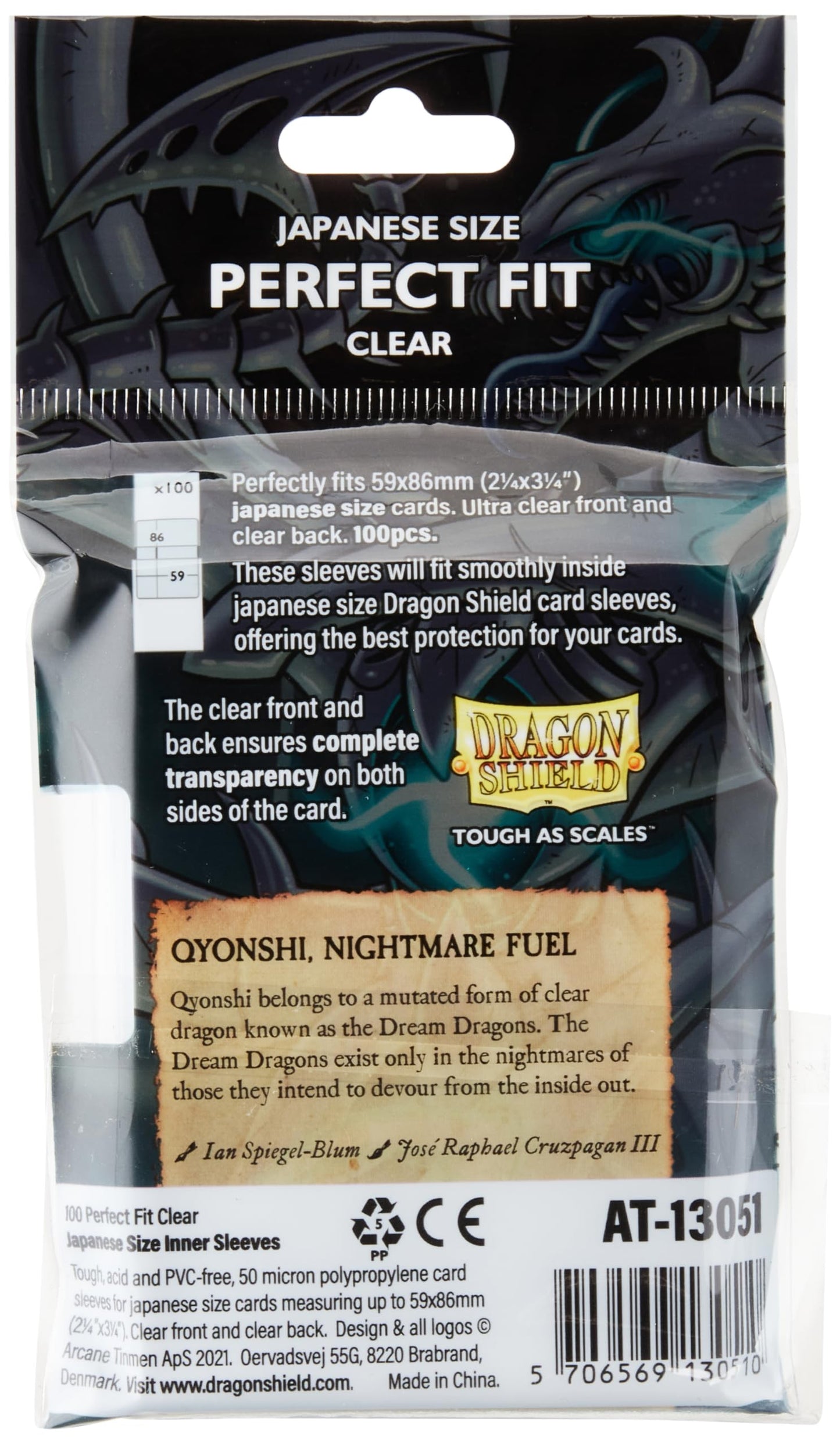 Dragon Shield Arcane Tinmen DS60J Perfect Fit Toploaders - Clear