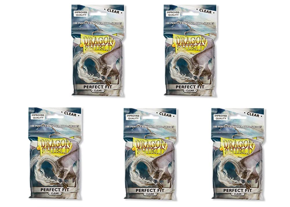 Dragon Shield Inner Sleeve Clear – Standard Size 5-Pack Value Bundle (500 Sleeves Total)