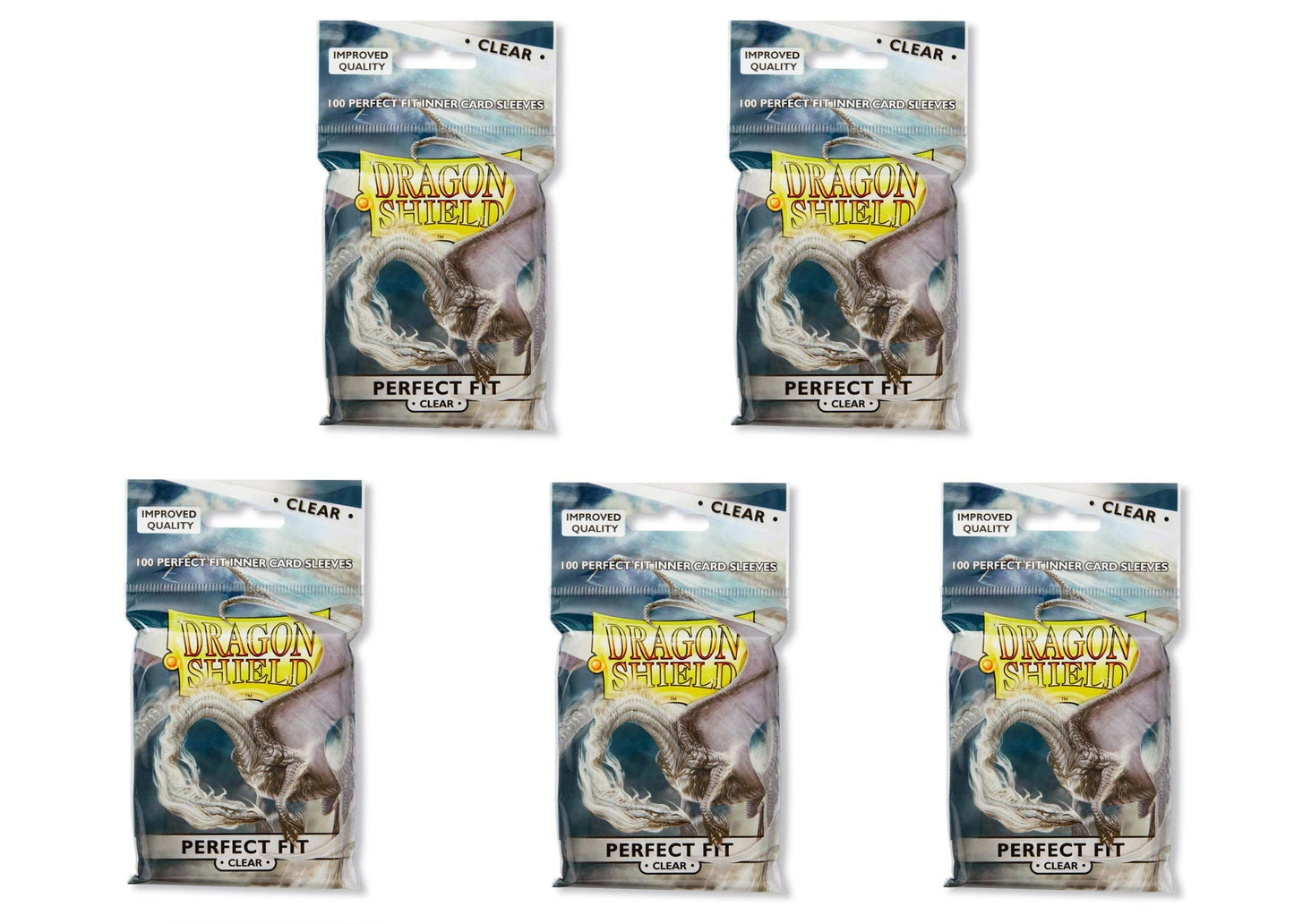 Dragon Shield Inner Sleeve Clear – Standard Size 5-Pack Value Bundle (500 Sleeves Total)