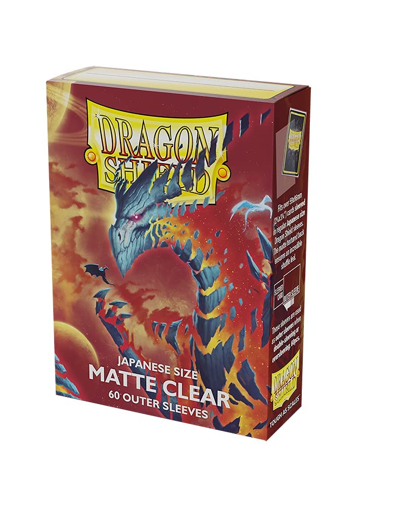 Dragon Shield Matte Outer Sleeves – Japanese Matte Outer, Clear Inner, 60 Count