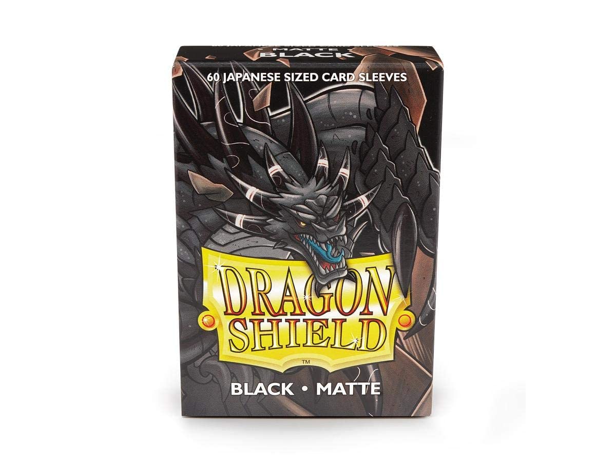 Dragon Shield Matte Mini Japanese Black 60-Count Card Sleeves — 10 Packs Display Case