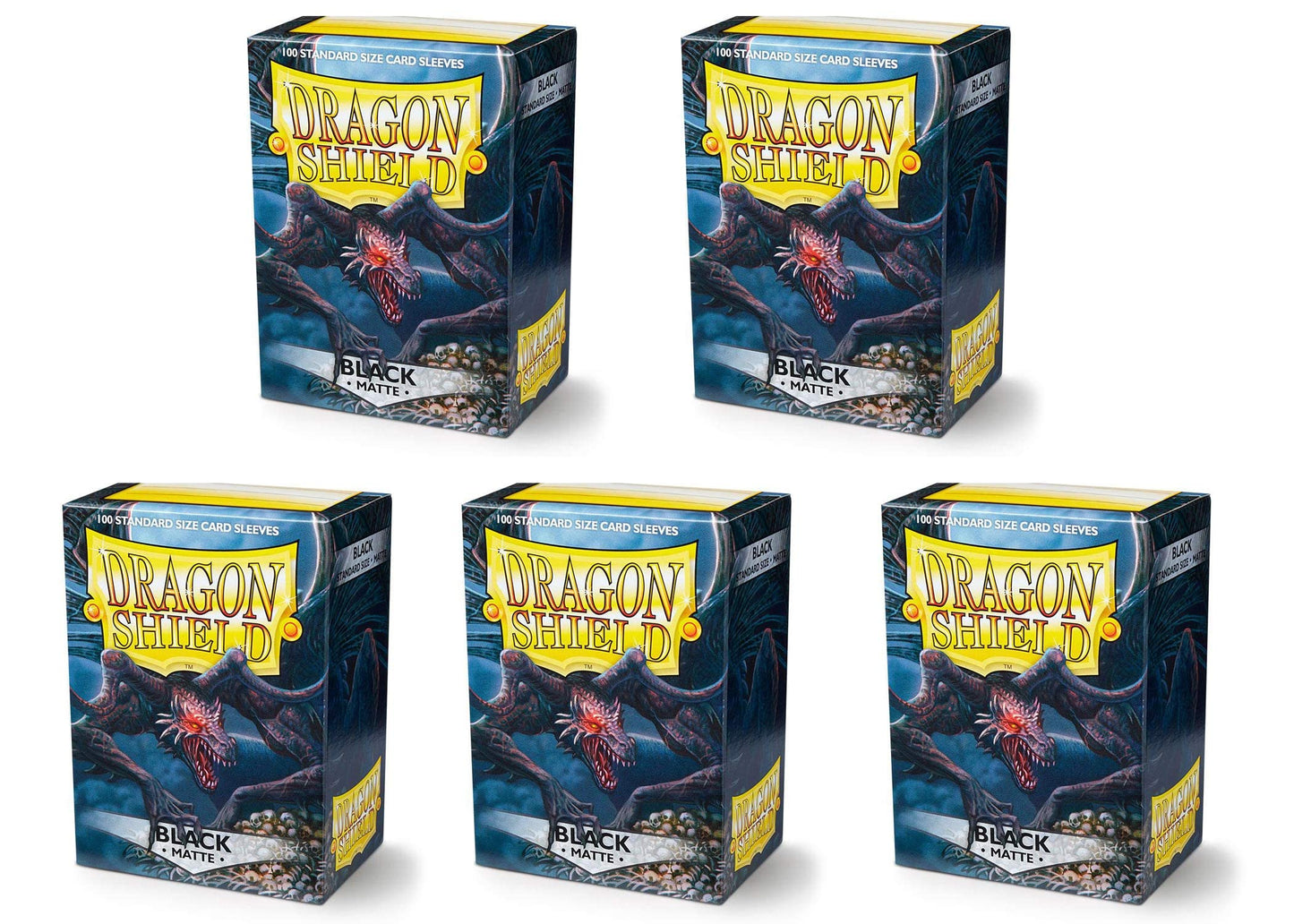 Dragon Shield Matte Black Standard Size Card Sleeves – 5 Packs (500 Count), PVC-Free & Archival Safe