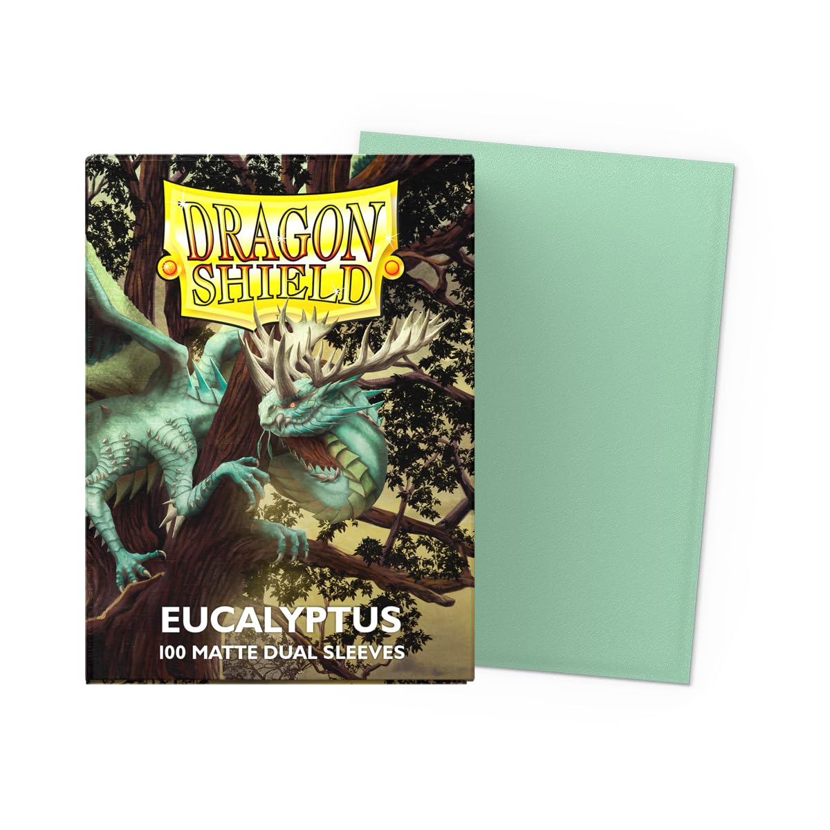 Dragon Shield Matte Dual Standard Size Card Sleeves – 100 CT – Smooth Shuffle, Fully Opague Front, Black Interior – Eucalyptus