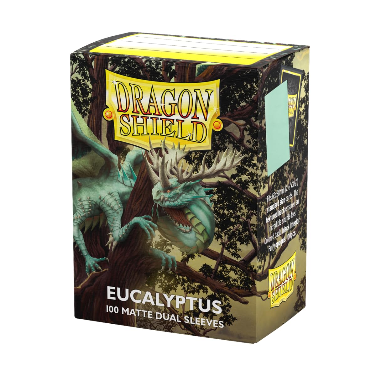 Dragon Shield Matte Dual Standard Size Card Sleeves – 100 CT – Smooth Shuffle, Fully Opague Front, Black Interior – Eucalyptus
