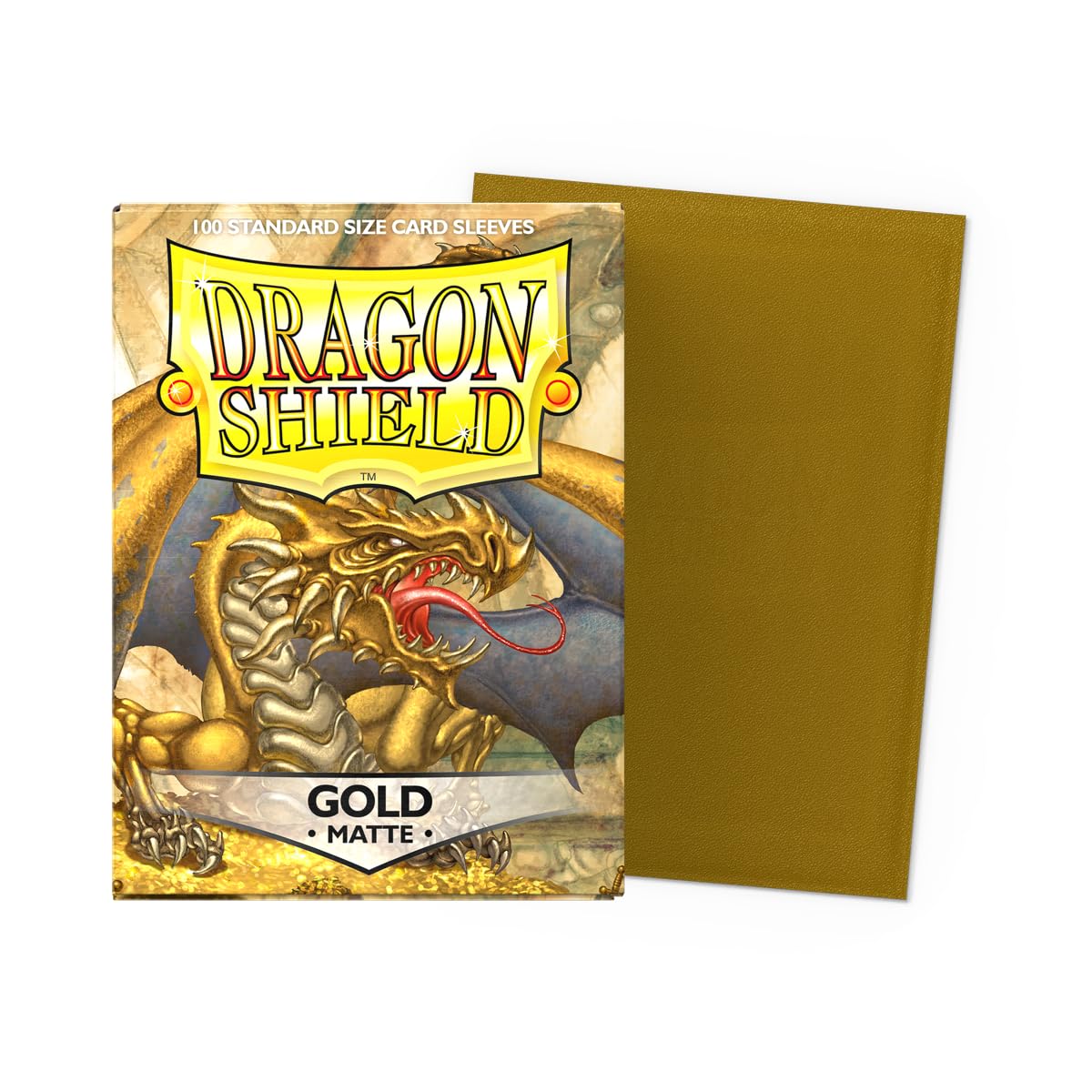 Dragon Shield Matte Sleeves – Standard Size 100 CT, Gold Matte Finish, PVC-Free