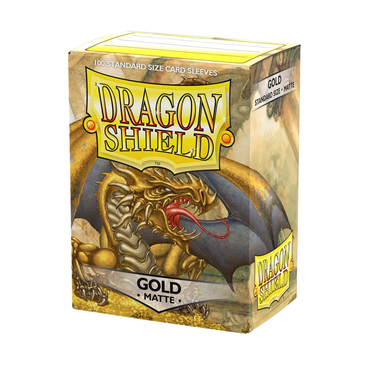 Dragon Shield Matte Sleeves – Standard Size 100 CT, Gold Matte Finish, PVC-Free