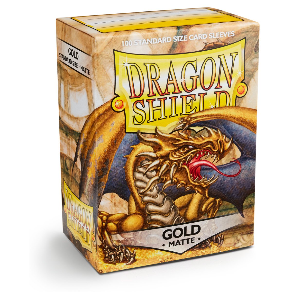 Dragon Shield Matte Sleeves – Standard Size 100 CT, Gold Matte Finish, PVC-Free