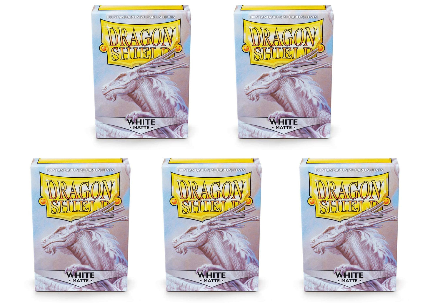 Dragon Shield Matte White 100-ct Card Sleeves — 5-Pack Value Bundle