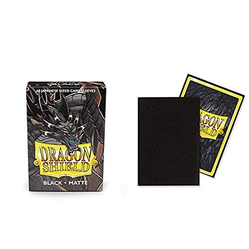 Dragon Shield Matte Mini Japanese Black 60-Count Card Sleeves — 10 Packs Display Case