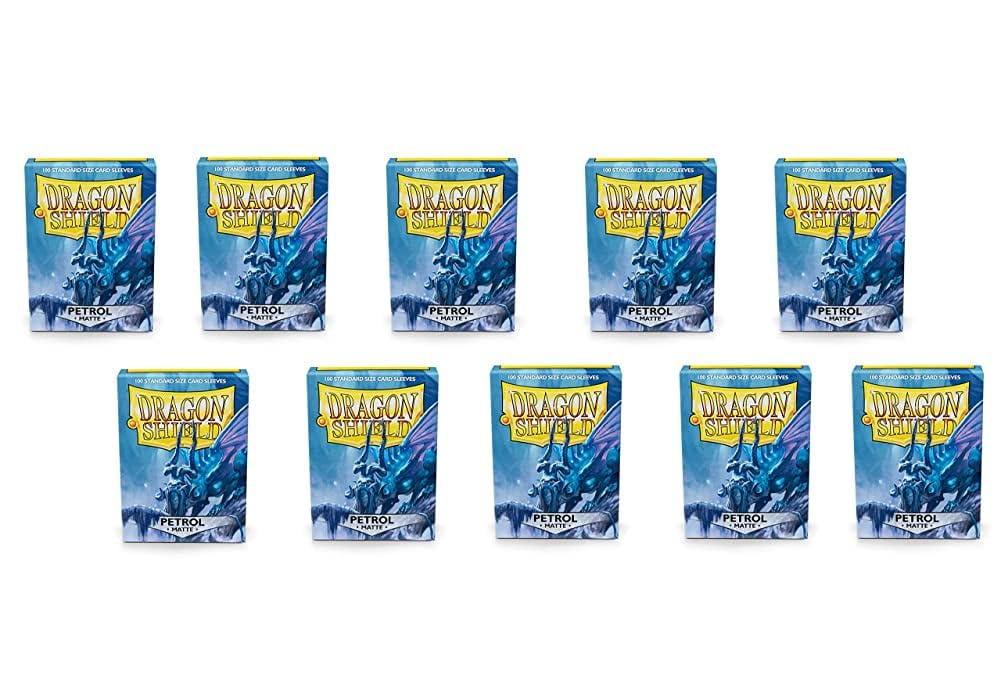 Dragon Shield Matte Petrol Standard Size Card Sleeves – 10 Packs (100 ct each) + Display Case