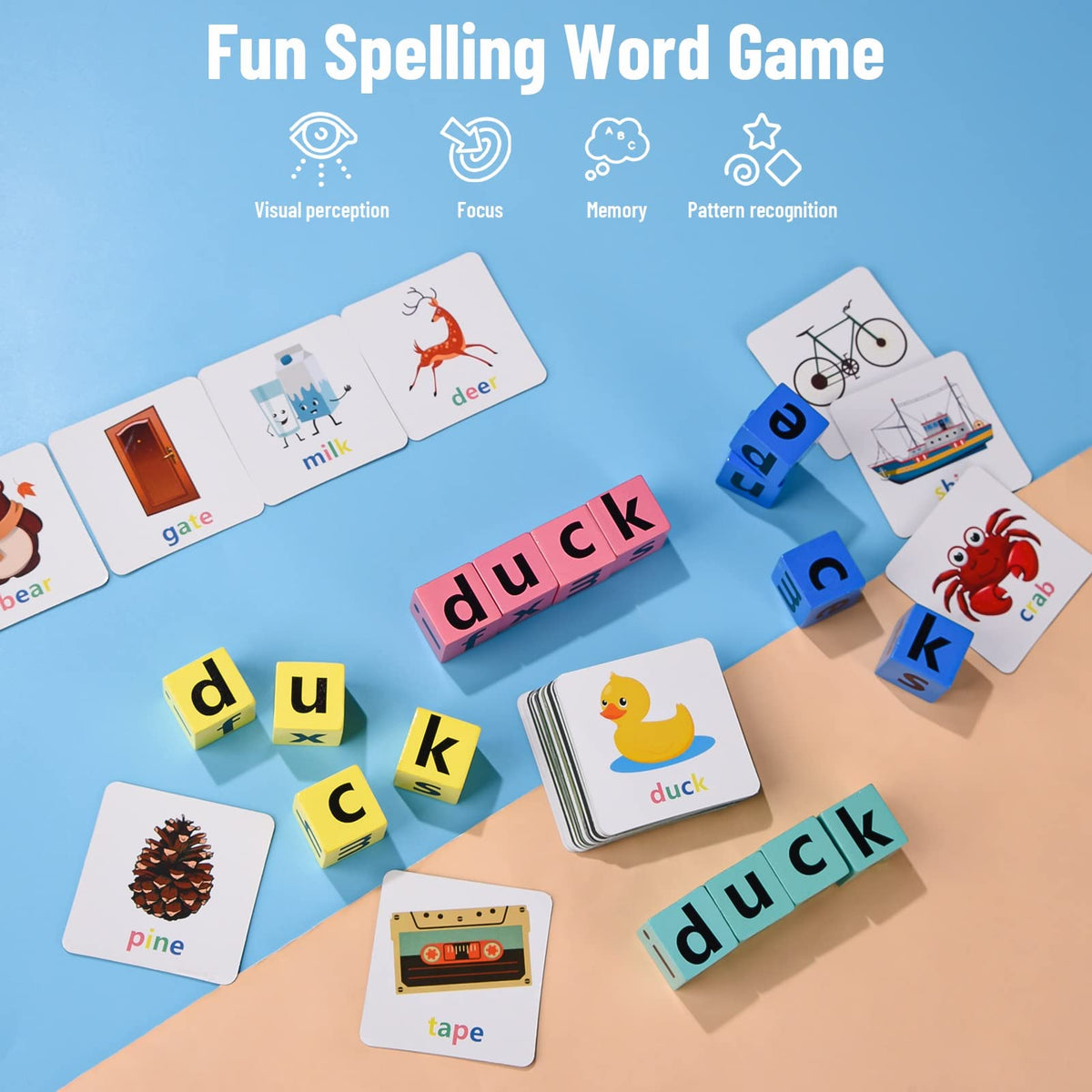 DragonflyDreams Wooden Alphabet Spelling Blocks – Early Learning Toy