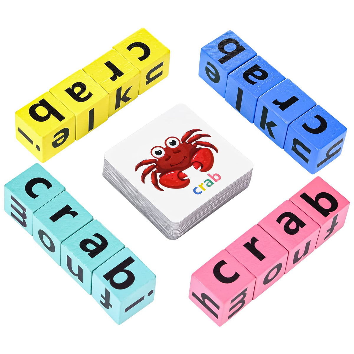 DragonflyDreams Wooden Alphabet Spelling Blocks – Early Learning Toy
